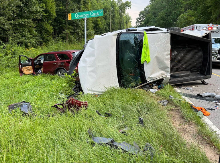 Accident-truck-on-side-D.G.-SHS-Cameron