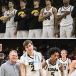 Iowa Basketball Anthem moment at midcourt after Iowa vs USC win