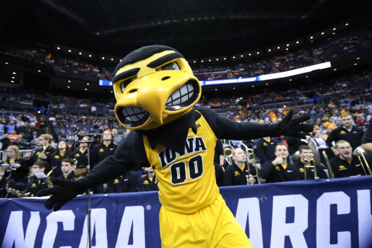 Herky the Hawk student performer honored by Iowa Hawkeyes fans at Carver-Hawkeye Arena