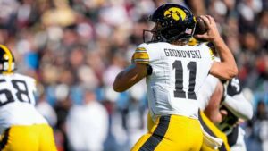 Mark Gronowski Shrine Bowl acceptance with Iowa Hawkeyes jersey
