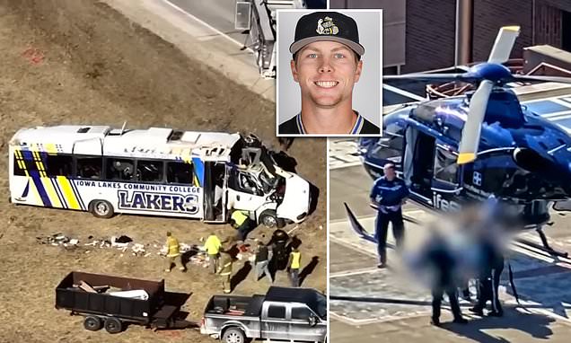Iowa Lakes baseball crash team bus overturned