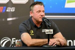 Tony Stewart Park Behind NASCAR Hauler during Daytona Speedweeks